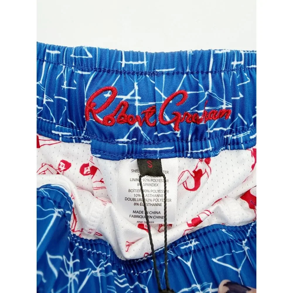ROBERT GRAHAM Bathing Suit Size S Mens $79 Swim Trunks Blue Martini Glasses